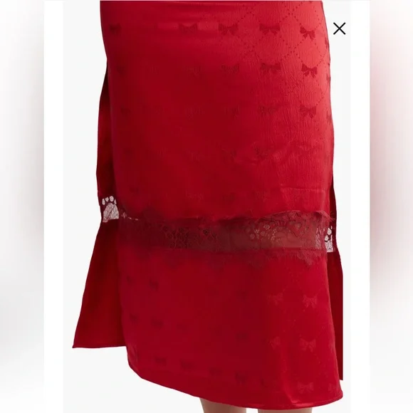 Free People Red Lace Trim Chemise - Picture 4 of 6